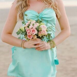 Elegant Aqua Strapless Dress